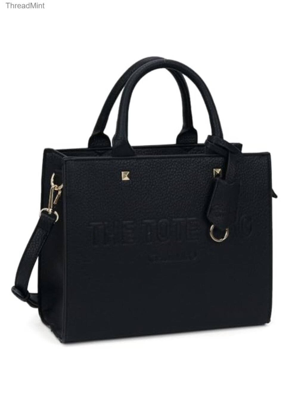 Vintage Look Tote Bag Satchel Purse with Detachable Shoulder Strap - PU Leather